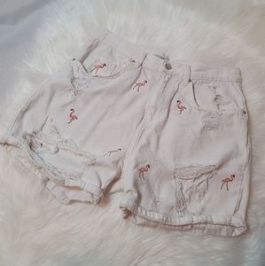 ZARA Flamingo Ripped Denim Short